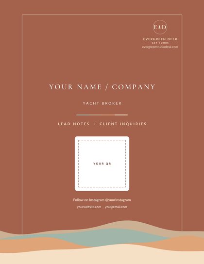 Personalized back cover: space for your name or company, contact details and QR code